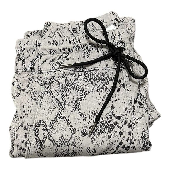 FLOG Gray Stretch Snake Skin Pattern Skinny Leg Pants Size 24 Drawstring - Picture 6 of 7